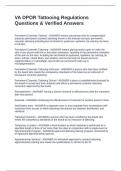 VA DPOR Tattooing Regulations Questions & Verified Answers