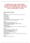 NUR2214 Quiz 2 Study Guide 2025&sol;2026 &ndash; Nursing Care of the Older Adult &ndash; Rasmussen University &vert; 50&plus; Verified Questions with Correct Answers & Rationales &vert; A&plus; Graded