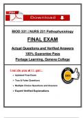 BIOD 331 &sol; NURS 231 Pathophysiology &ndash; Final Exam &ndash; Portage Learning &ndash; Latest 2025 Update & Verified