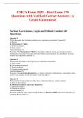 CMCA Exam 2025 &ndash; Real Exam 170 Questions with Verified Correct Answers &vert; A Grade Guaranteed
