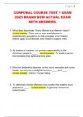 CORPORAL COURSE TEST 1 EXAM  2025 BRAND NEW ACTUAL EXAM  WITH ANSWERS&period; 