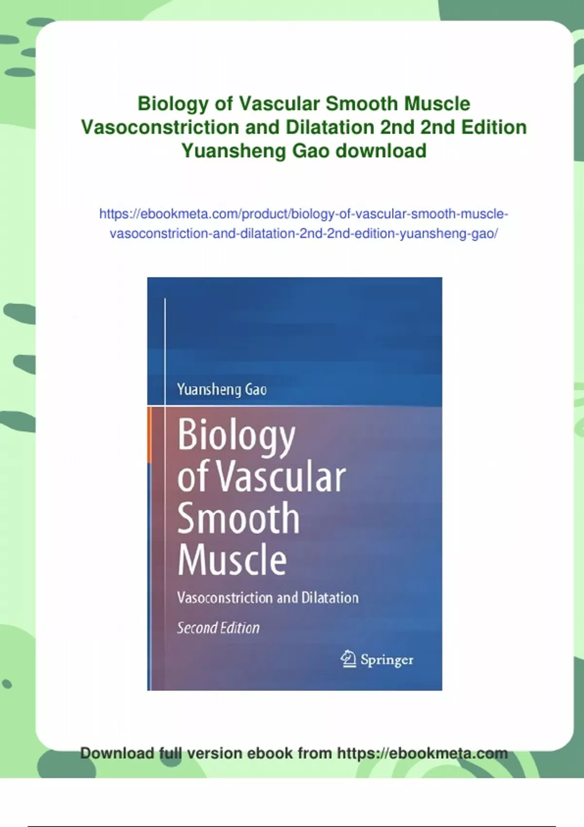 Summary Biology of Vascular Smooth Muscle Vasoconstriction and ...