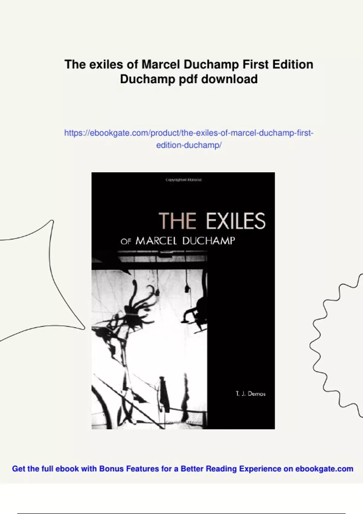 Summary The exiles of Marcel Duchamp First Edition Duchamp PDF