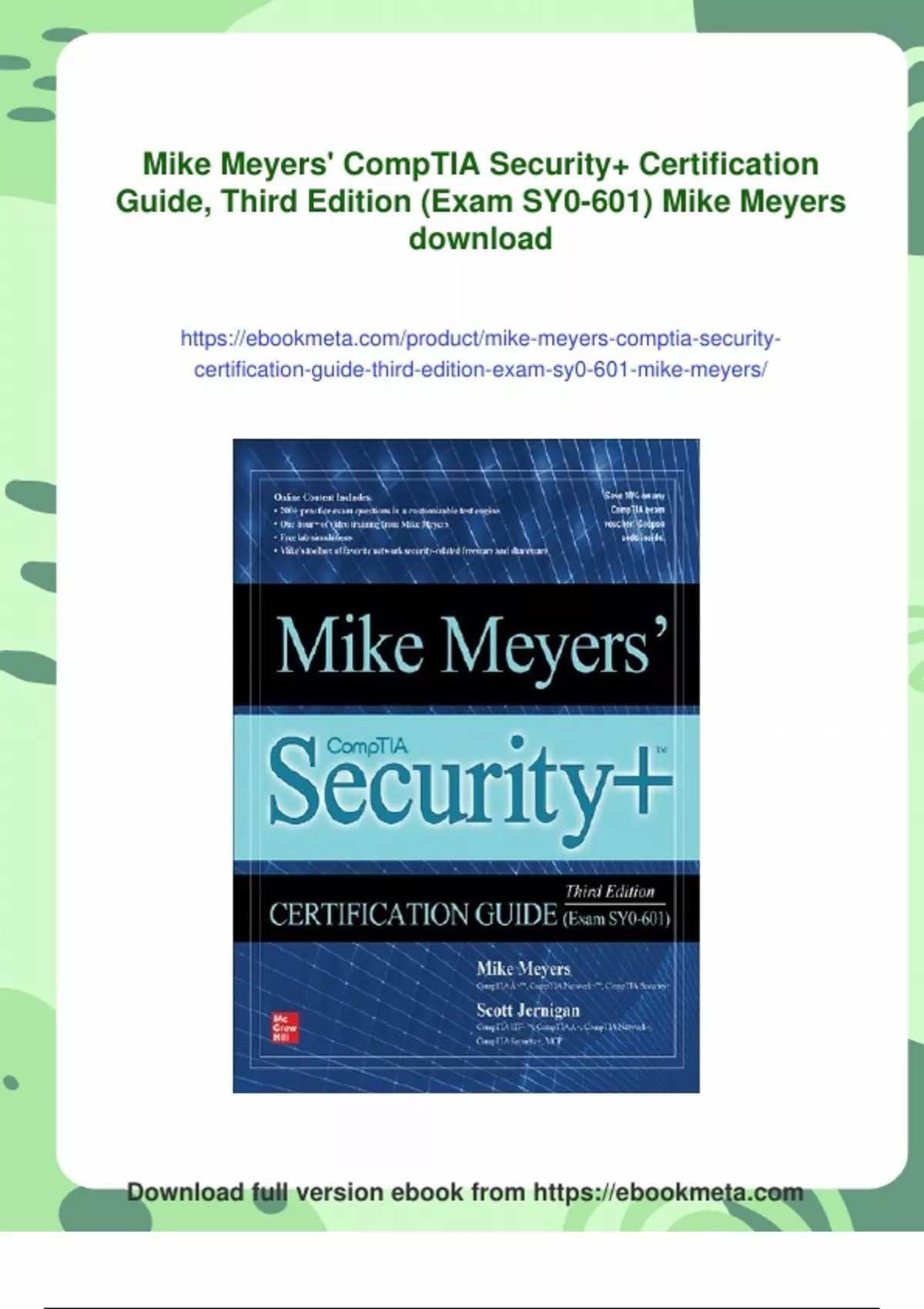 Summary Mike Meyers' CompTIA Security+ Certification Guide, Third ...