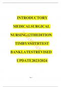 Test Bank for Introductory Medical-Surgical Nursing 12th Edition by Timby Smith&comma; All Chapters 1-72 Covered&comma; A&plus; guide&period;