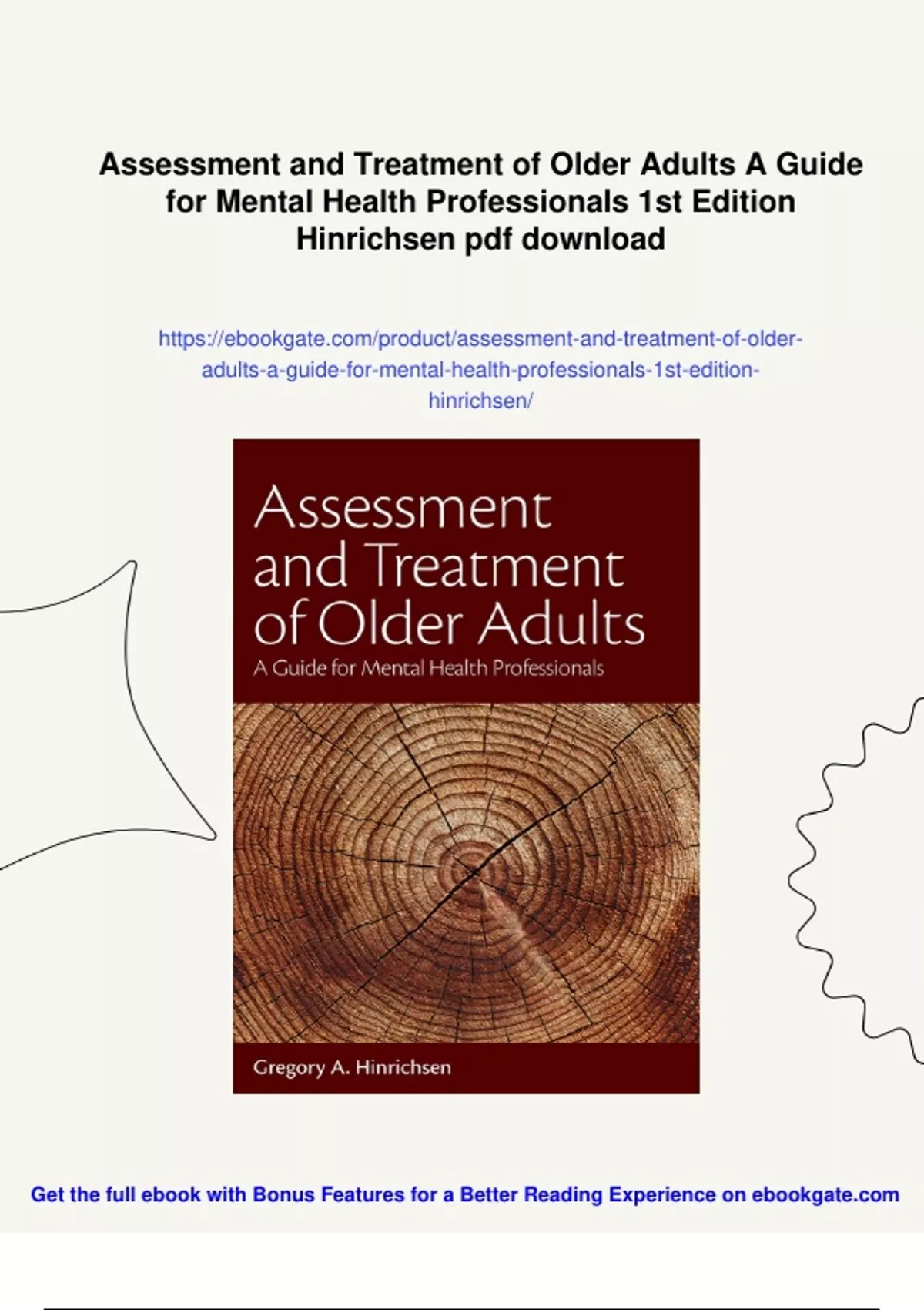 Summary Assessment and Treatment of Older Adults A Guide for Mental ...