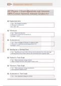 AP Physics 1 Exam Questions and Answers  100&percnt; Correct Answers Already Graded A&plus;