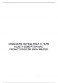 CHES EXAM REVIEW AREA II&colon; PLAN HEALTH EDUCATION AND PROMOTION EXAM 100&percnt; SOLVED &emsp;
