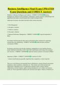 Business Intelligence  Bundled Exam Questions WITH  CORRECT Answers