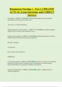 Rasmussen Nursing 1 - Test 1 UPDATED      ACTUAL Exam Questions and CORECT  Answers 