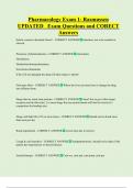 Pharmacology Exam 1- Rasmussen  UPDATED   Exam Questions and CORECT  Answers 