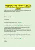 Rasmussen Nursing 2- Test &num;2 UPDATED      ACTUAL Exam Questions and CORECT  Answers