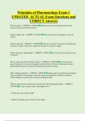 Principles of Pharmacology Exam 1  UPDATED  ACTUAL Exam Questions and  CORECT Answers