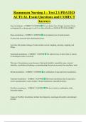 Rasmussen Nursing 1 - Test 2 UPDATED      ACTUAL Exam Questions and CORECT  Answers 