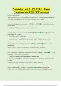 Pediatrics Unit 3 UPDATED   Exam  Questions and CORECT Answers
