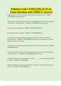 Pediatrics Unit 3 UPDATED ACTUAL   Exam Questions and CORECT Answers 