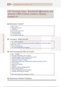 CIC Personal Lines - Residential Questions and  Answers 100&percnt; Correct Answers Already  Graded A&plus; 