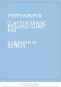 TEST BANK CLAYTON'S BASIC PHARMACOLOGY FOR NURSES 18TH EDITION BY MICHELLE J&period; WILLIHNGANZ&comma; SAMUEL L&period; GUREVITZ & BRUCE D&period; CLAYTON ISBN 9780323550611 ALL CHAPTERS 1-48 COVERED QUESTIONS AND ANSWERS GRADED A&plus; 100&percnt; VERIFIED&period;