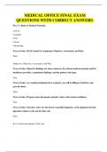 MEDICAL OFFICE FINAL EXAM QUESTIONS WITH CORRECT ANSWERS&period;