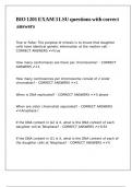 BIO 1201 EXAM 3 LSU questions with correct answers