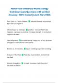 Penn Foster Veterinary Pharmacology Technician Exam Questions with Verified Answers &vert; 100&percnt; Correct&vert; Latest 2025&sol;2026&period;