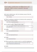 Food safety certification test Questions and  Answers 100&percnt; Correct Answers Already  Graded A&plus; 