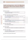 Health And Social Care - Unit 2 LO1 Questions  and Answers 100&percnt; Correct Answers Already  Graded A&plus;