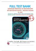 Test Bank For Lehninger Principles of Biochemistry&comma; 8th Edition &lpar;Nelson&comma; 2022&rpar;&comma; Chapter 1-28 &vert; 9781319228002 &vert; All Chapters with Answers and Rationals