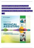 Medical Assisting Administrative & Clinical Competencies(WORKSHEETS ANSWER KEYS) (MindTap Course List) 9th Edition by Michelle Blesi, All Chapters 1 - 58