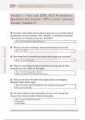 Module 1&mdash;First Aid&comma; CPR&comma; AED Foundations  Questions and Answers 100&percnt; Correct Answers  Already Graded A&plus;