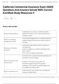 California Commercial Insurance Exam &lpar;2025&rpar; Questions And Answers Solved 100&percnt; Correct &vert;Certified Study Resources &excl;&excl;