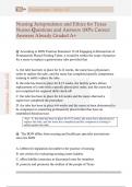 Nursing Jurisprudence and Ethics for Texas  Nurses Questions and Answers 100&percnt; Correct  Answers Already Graded A&plus; 