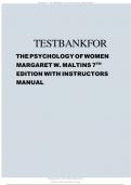 TEST BANK FOR THE PSYCHOLOGY OF WOMEN MARGARET W&period; MALTINS 7TH EDITION WITH INSTRUCTORS MANUAL