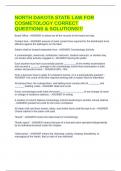 NORTH DAKOTA STATE LAW FOR COSMETOLOGY CORRECT QUESTIONS & SOLUTIONS&excl;&excl;&excl;