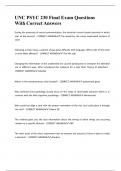 UNC PSYC 230 Final Exam Questions With Correct Answers