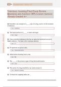 Veterinary Assisting Final Exam Review  Questions and Answers 100&percnt; Correct Answers  Already Graded A&plus; 
