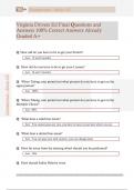 Virginia Drivers Ed Final Questions and  Answers 100&percnt; Correct Answers Already  Graded A&plus; 