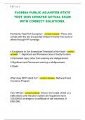 FLORIDA PUBLIC ADJUSTER STATE  TEST 2025 UPDATED ACTUAL EXAM  WITH CORRECT SOLUTIONS&period; 