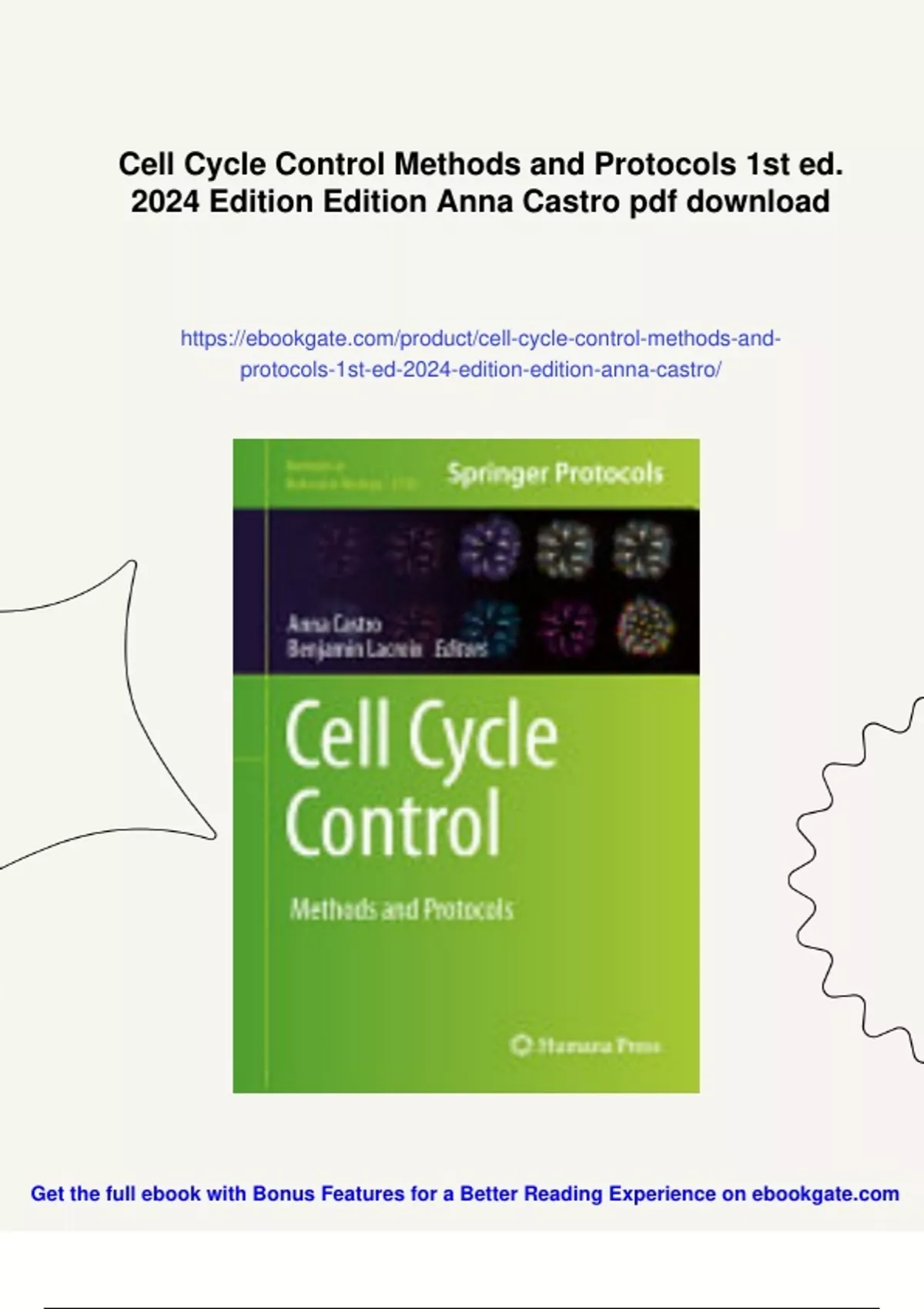 Summary Cell Cycle Control Methods and Protocols 1st ed. 2024 Edition ...