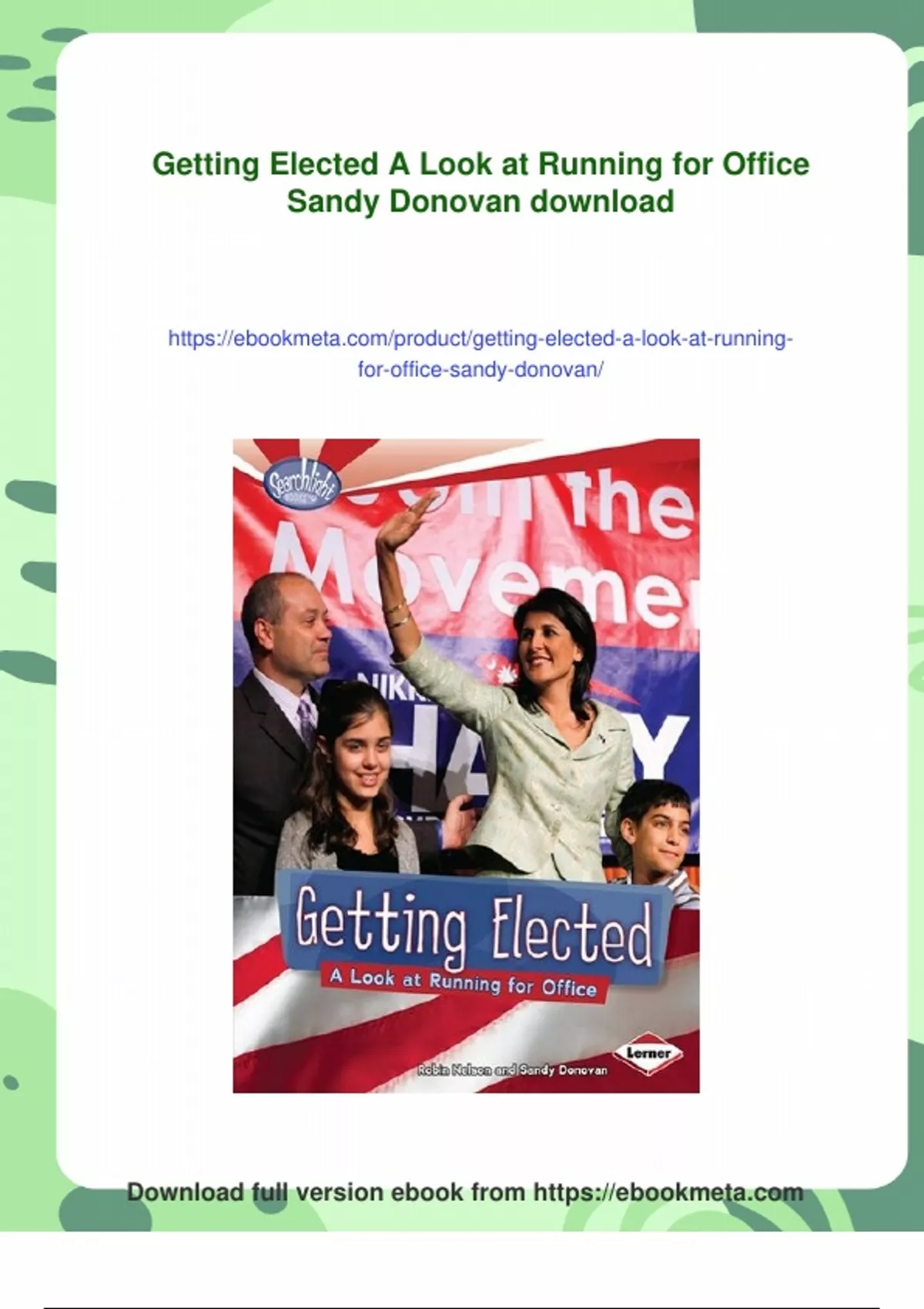 Summary Getting Elected A Look at Running for Office Sandy Donovan ...