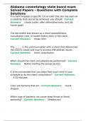 Alabama cosmetology state board exam Solved Papers - Questions with Complete Solutions&period;