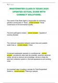 WASTEWATER CLASS B TEXAS 2025  UPDATED ACTUAL EXAM WITH  CORRECT SOLUTIONS&period; 