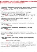 ACI Concrete Field Testing Technician- Grade I Exam Questions with correct Answers