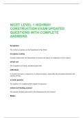 NICET LEVEL 1 HIGHWAY CONSTRUCTION EXAM UPDATED QUESTIONS WITH COMPLETE ANSWERS