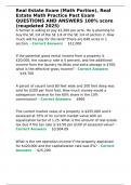 Real Estate Exam &lpar;Math Portion&rpar;&comma; Real Estate Math Practice Past Exam QUESTIONS AND ANSWERS 100-