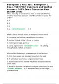 Firefighter 1 Final Test&comma; Firefighter 1&comma; Fire 1 TEST PREP Questions and Verified Answers&comma; 100- Score Guarantee