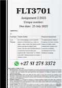 FLT3701 Assignment 2 &lpar;100&percnt; ANSWERS&rpar; 2025 - DUE 25 July 2025