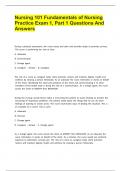Nursing 101 Fundamentals of Nursing Practice Exam 1&comma; Part 1 