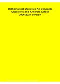  Mathematical Statistics All Concepts Questions and Answers 2026&sol;2027 &vert; Probability&comma; Statistical Inference&comma; Data Analysis & Comprehensive Exam Review