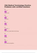 CNA Medical Terminology Practice Problems with certified solutions  Qs acute - n  Ans sudden onset  Qs  AMB - n  Ans ambulatory  Qs  Amt - n  Ans amount  Qs  Aspiration - n  Ans Food&comma; fluid or objects taken into the lungs  Qs  AX - n  Ans Axillary